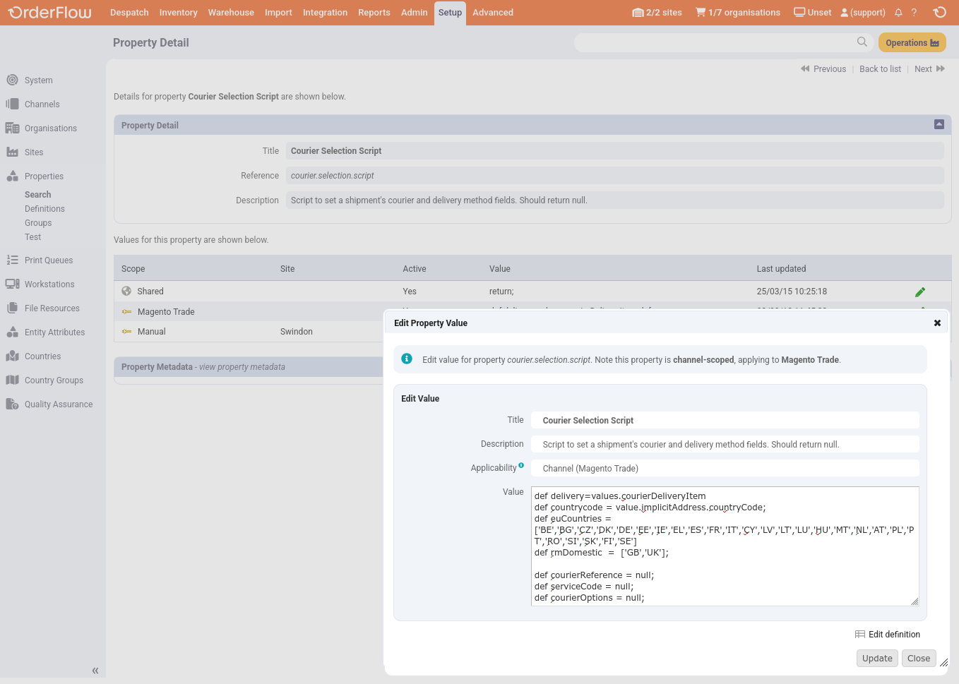 Courier Selection Script