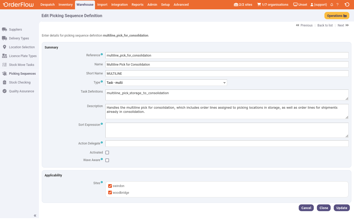 Picking Sequence Definition