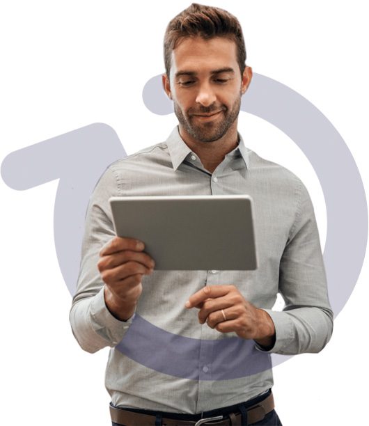 Warehouse manager looking at tablet and thinking about WMS and order processing